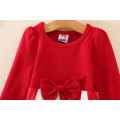 manches longues fille rouge vêtements décontractés vieux design enfants adultes arc rayures couture robes pour enfants